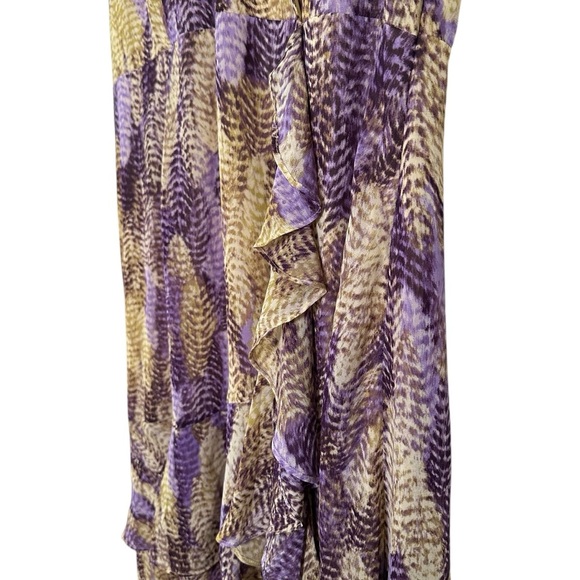 Haute Hippie XL Purple and Yellow Feather Tiered Ruffle Flowy Maxi Boho Dress - Picture 4 of 10